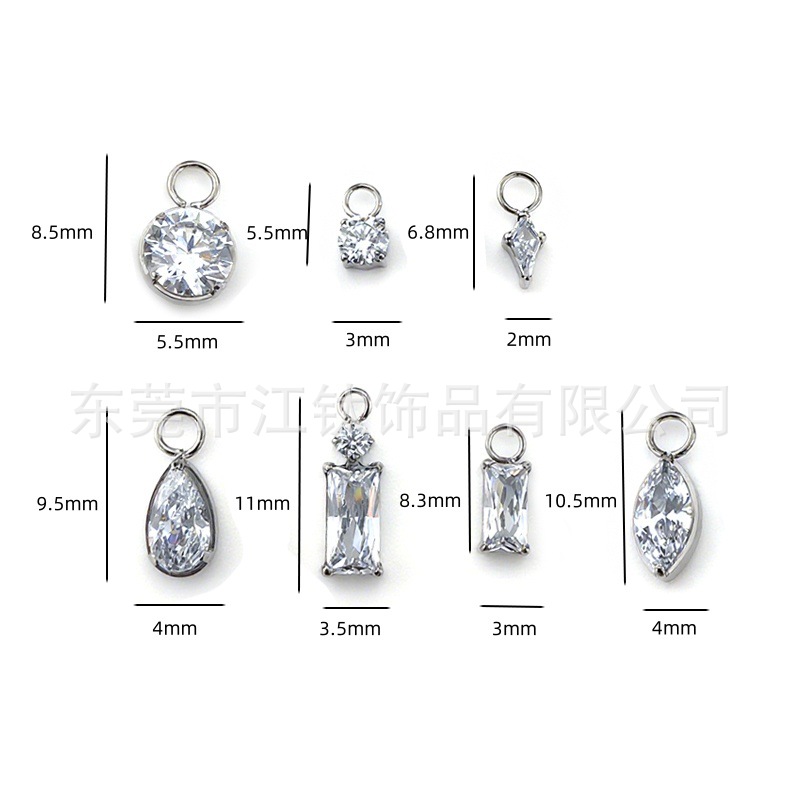 G23 Titanium Running Ring Pendant Square Water Drop Diamond-Encrusted Body Piercing Jewelry Earring - Image 2