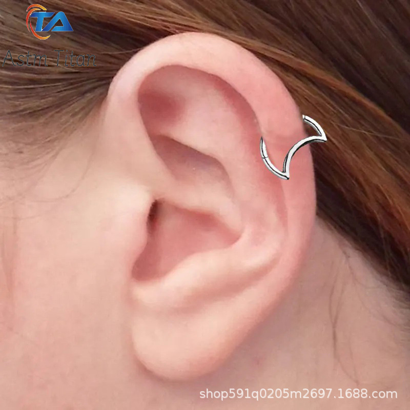 G23 Titanium Alloy Nose Ring Moon Hinge Seamless Open Ring Diaphragm Tracing Earring Earrings Nasal Septal Ring - Image 2