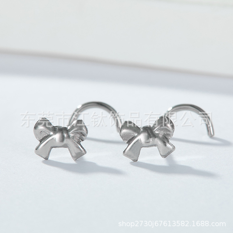 Butterfly Nose Nail S-Rod G23 Titanium Alloy Nose Ring Body Piercing Jewelry - Image 3
