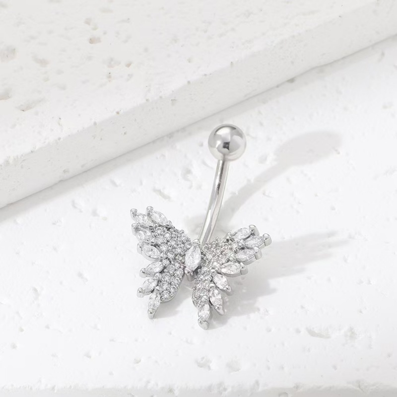 Hot Girl Butterfly Zircon Belly Button Ring Gold 2024 Spring Body Piercing Jewelry Wholesale - Image 5