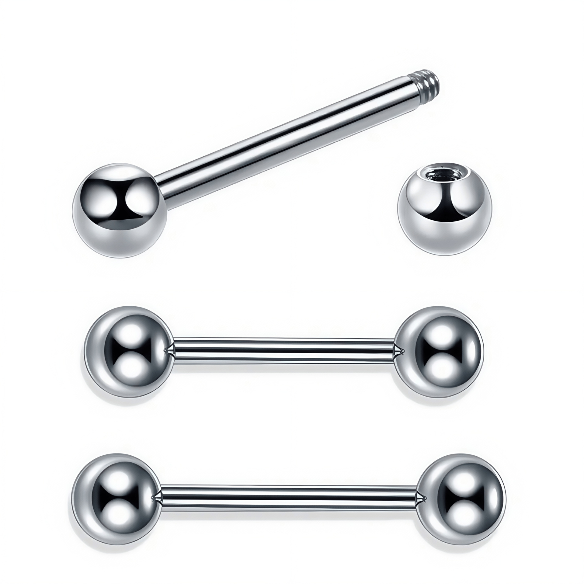 F136 Titanium External Thread Double-Headed Pointed Cone Ball Straight Barbell - Ear Tongue Nail Breast Piercing Jewelry - Image 5