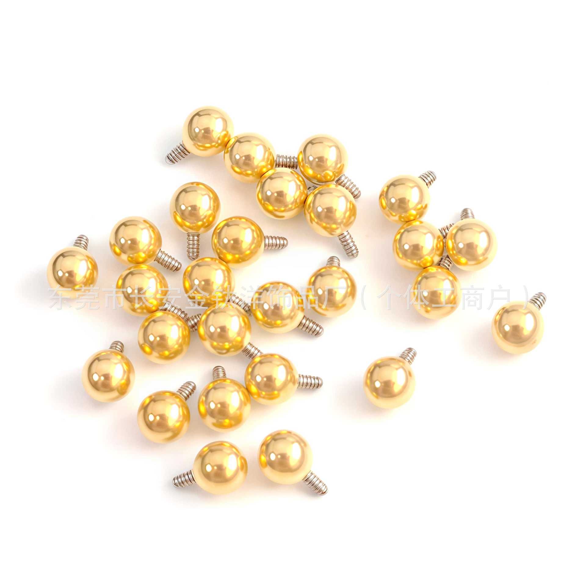 F136 Titanium 18K Gold-Plated Ball Replacement for Internally Threaded Piercing Jewelry - 5mm x 1.2mm Thread - Image 3