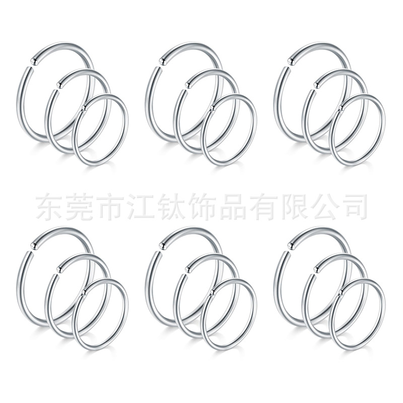 G23 Titanium Open Ring Nose Ring 16G 8mm Simple Hoop Body Piercing Jewelry Gold - Image 2