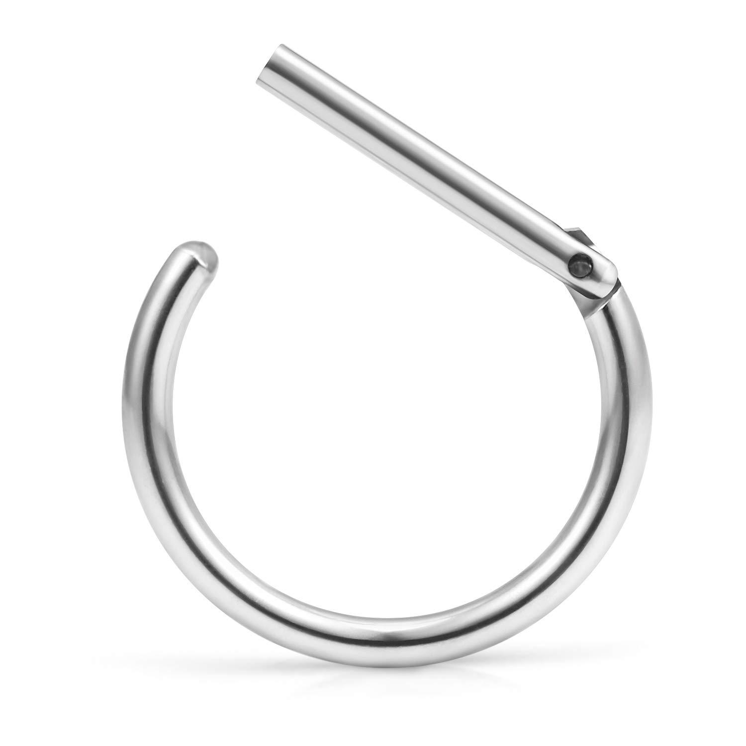 G23 Titanium D-Shaped Nose Ring Closed Loop Buckle Body Piercing Jewelry - Image 2