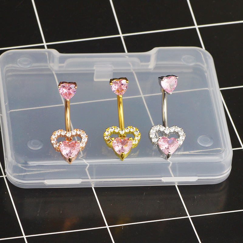 Stainless Steel Belly Button Ring with Wings Love Design - Gold Pink Flower Belly Nail System Body Piercing - Image 2