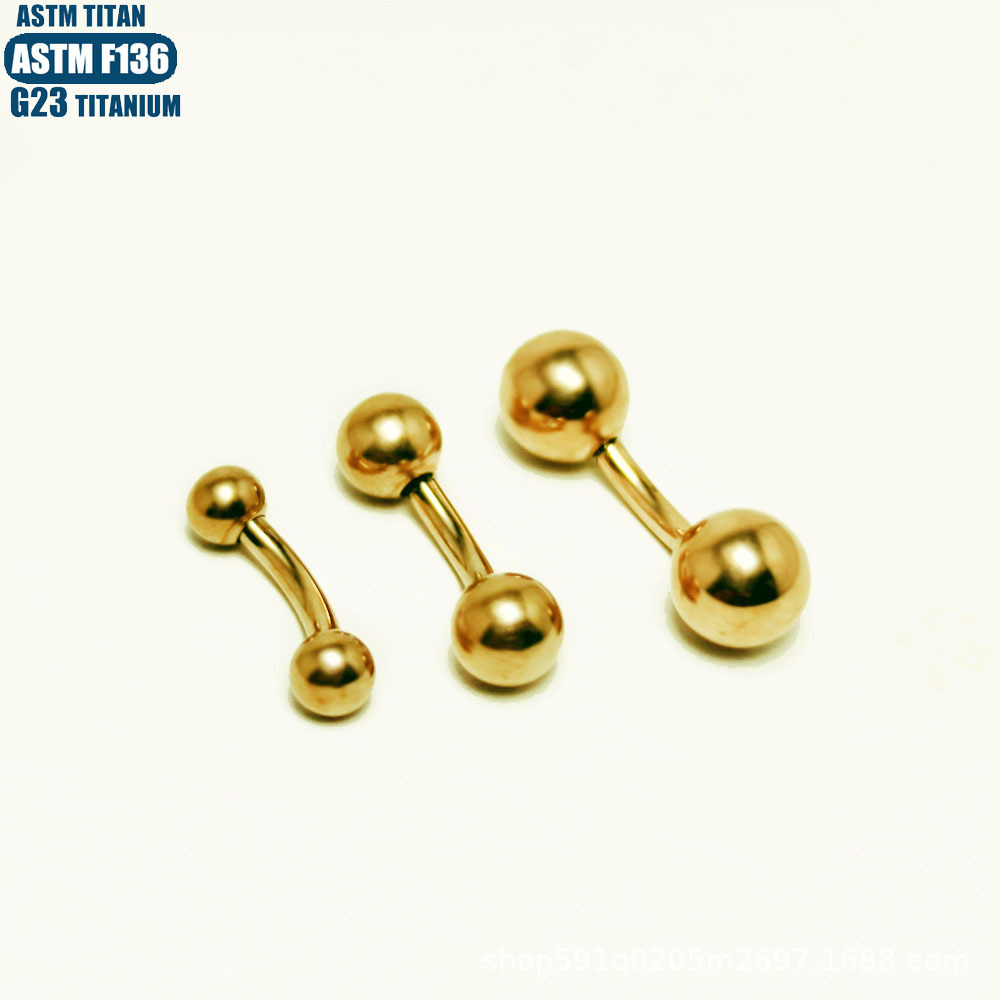 F136 Titanium Alloy Rose Gold Tongue Barbell Curved Barbell Internally Threaded Double-Ended Body Piercing Jewelry - Image 3