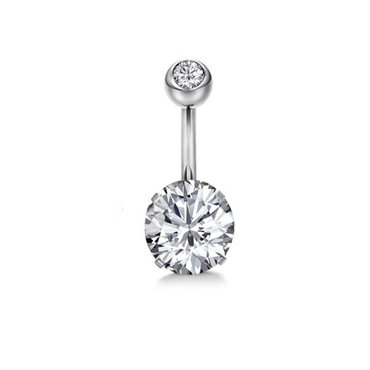 4-Piece Stainless Steel Zircon Diamond Belly Button Ring Set with Opal and Zircon Balls - Image 5