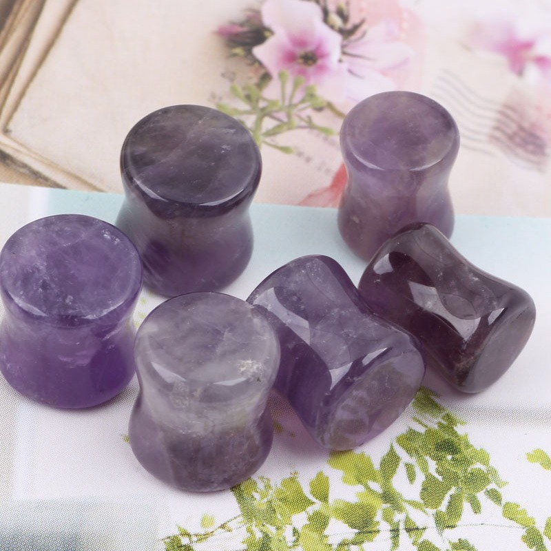 New Amethyst Ear Tunnel Plug 14mm Ceramic Ear Gauges for Stretched Ears - Image 4