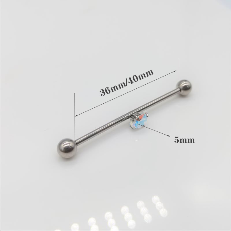 G23 Titanium Ear Barbell 14g Four-Prong Zircon Ear Cartilage Barbell Piercing Jewelry - Image 2