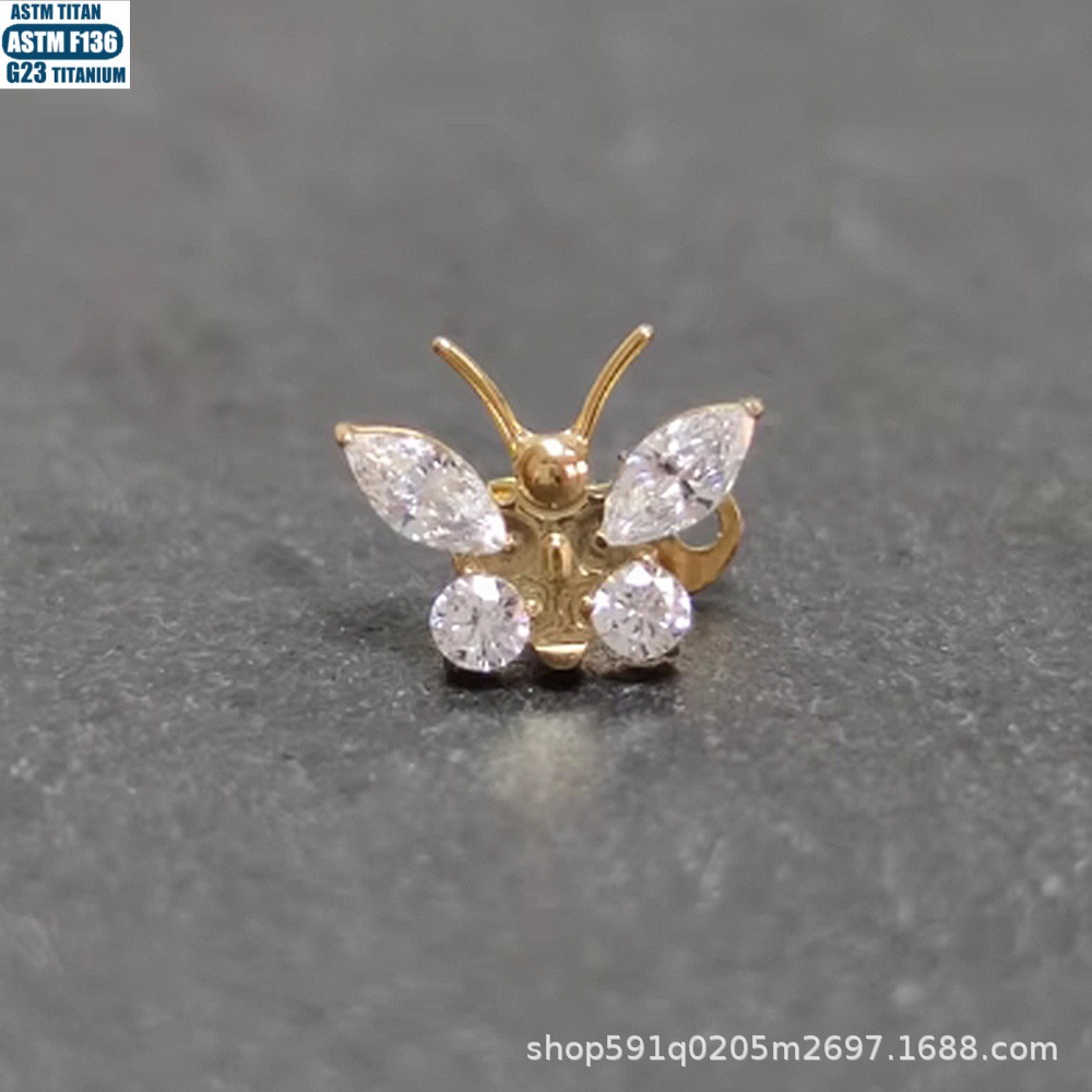 F136 Titanium Alloy Flower-Shaped Zircon Bone Nail Internally Threaded Body Piercing Jewelry Subcutaneous Implant Nail - Image 3