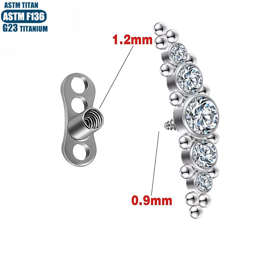 F136 Titanium Alloy Diamond Embedded Bone Nail Implant Body Piercing Welding Ball Internal Tooth Embedded Nail Implant with Base - Image 3
