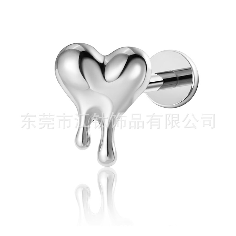 F136 Titanium Heart Shaped Ear Cartilage Stud Earring G23 Alloy Body Piercing Jewelry - Image 5