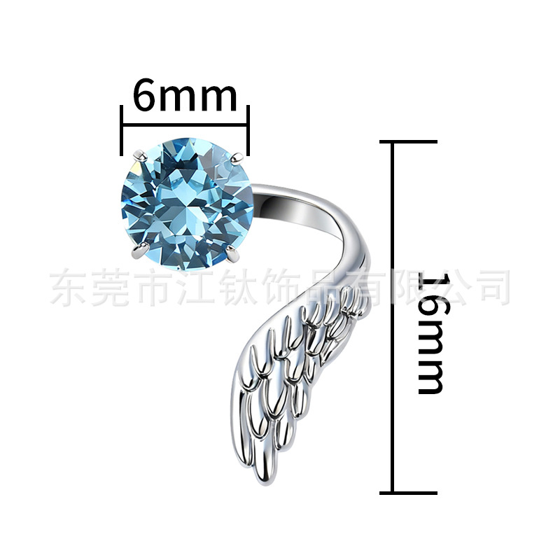 G23 Titanium Alloy Angel Wings Swarovski Ear Cartilage Stud Earring Body Piercing Jewelry - Image 2