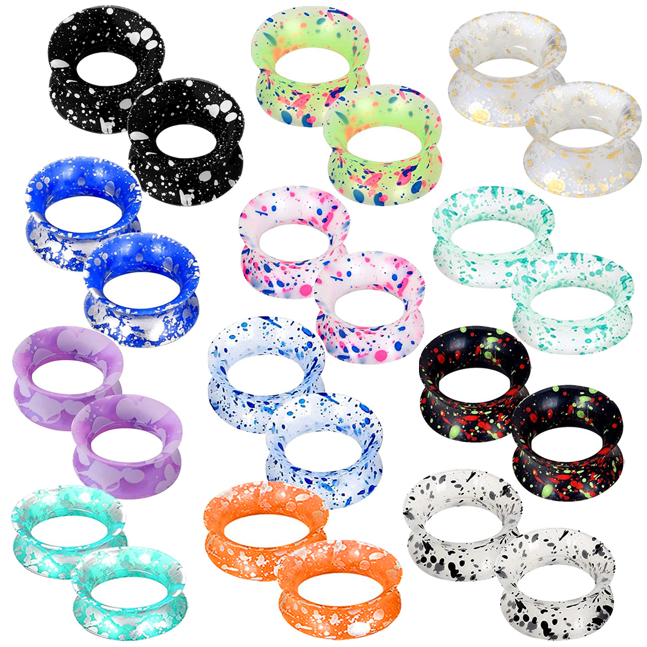 Silicone Ear Expander Tunnel Multi-Color Auricle Piercing Jewelry 25mm for Men Women - Image 5