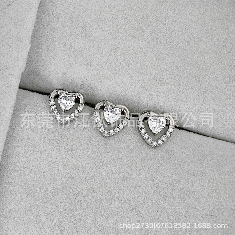 G23 Titanium Heart Shape Ear Stud with CZ Stone - ASTM F136 Alloy Body Piercing Jewelry Earrings - Image 4