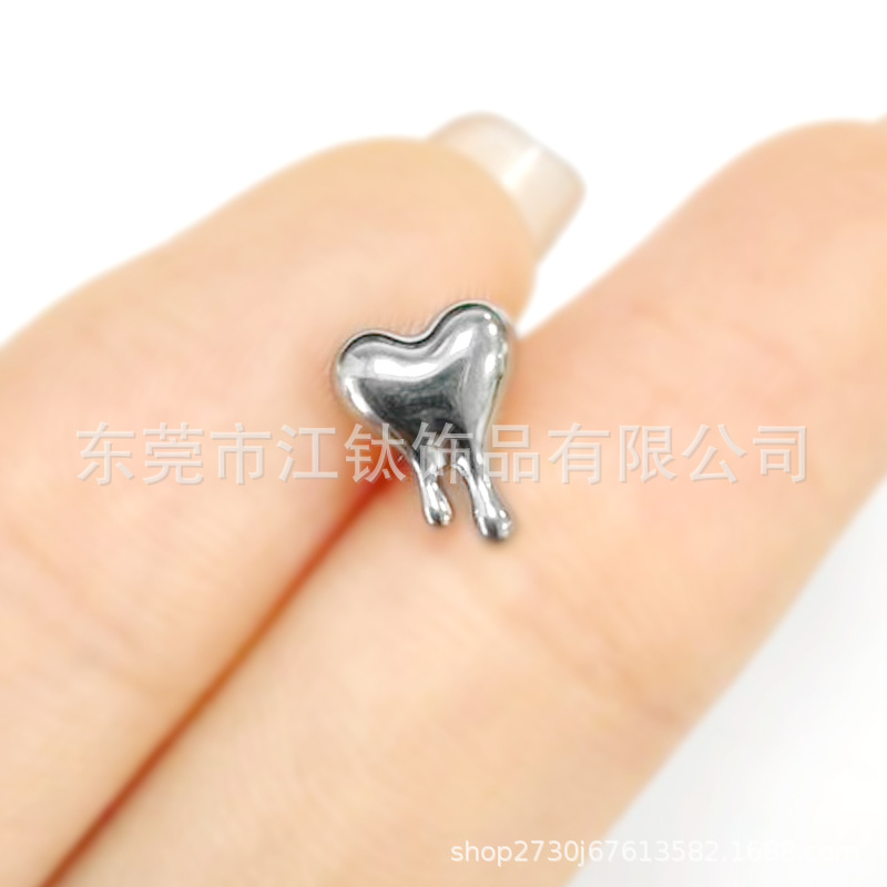 F136 Titanium Heart Shaped Ear Cartilage Stud Earring G23 Alloy Body Piercing Jewelry - Image 2