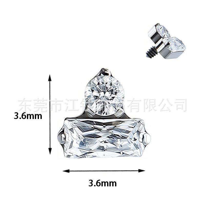 G23 Titanium Ear Bone Nail Square Inlaid CZ Cartilage Stud Earring Body Piercing Jewelry for Men Women - Image 5