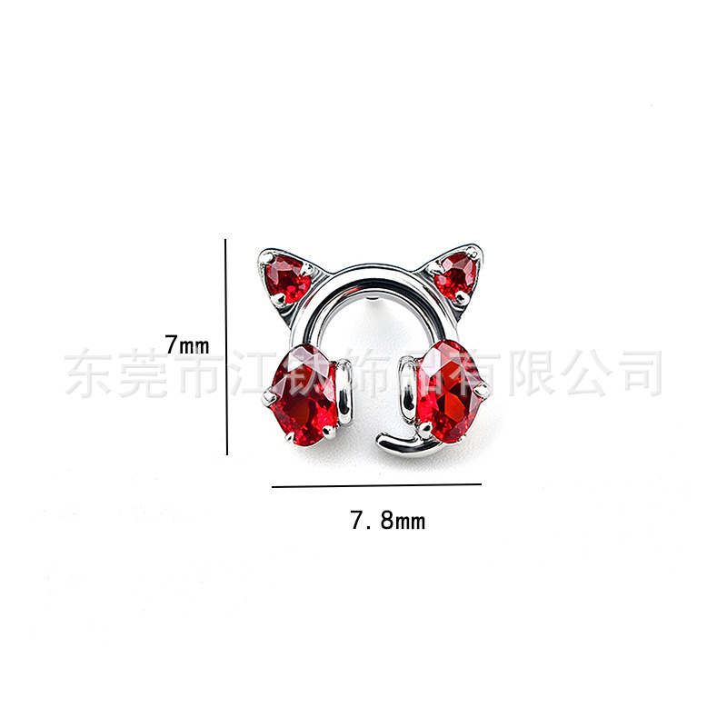 G23 Titanium Cat Ear Headphone Cartilage Stud Earring with Blue Zirconia - Image 2