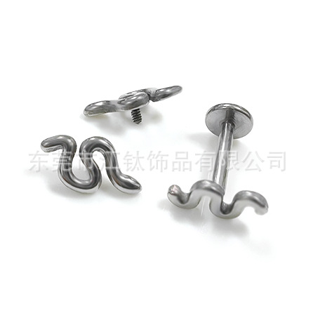 G23 Titanium Snake S-Shaped Thread Ear Nail Lip Nail – ASTM F136 Body Piercing Jewelry Ear Bone Nail - Image 2