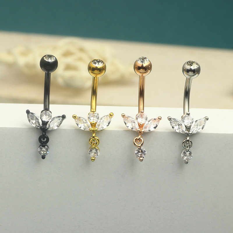 Factory Direct New Hot Sale Crown Zircon Navel Ring Belly Button Piercing Jewelry 4 Colors 316L Surgical Steel - Image 2
