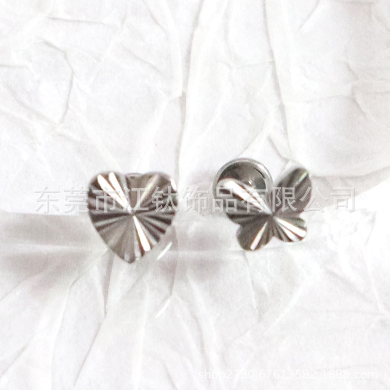 G23 Titanium Butterfly Heart Shaped Lip Stud Earrings - 0.8mm 12mm Lip Piercing Jewelry - Image 3