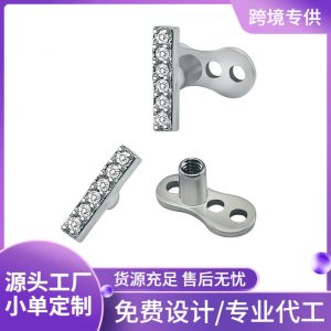 Cross-Border 316L Surgical Steel Rhinestone Body Piercing Jewelry - Dermal Anchor Nail - Factory Wholesale