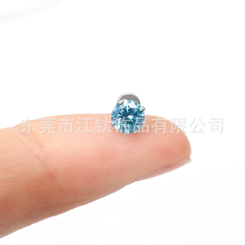 G23 Titanium Round Bottom Claw Set 5A Zircon Lip Nail Stud Earring - ASTM F136 Ear Bone Piercing Accessories - Image 3