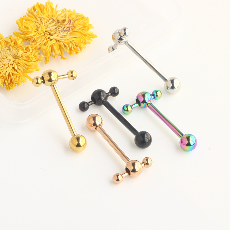 New Rose Gold Heart Tongue Nail Stainless Steel Hollow Ball Hammer Tongue Ring Body Piercing Jewelry - Image 4