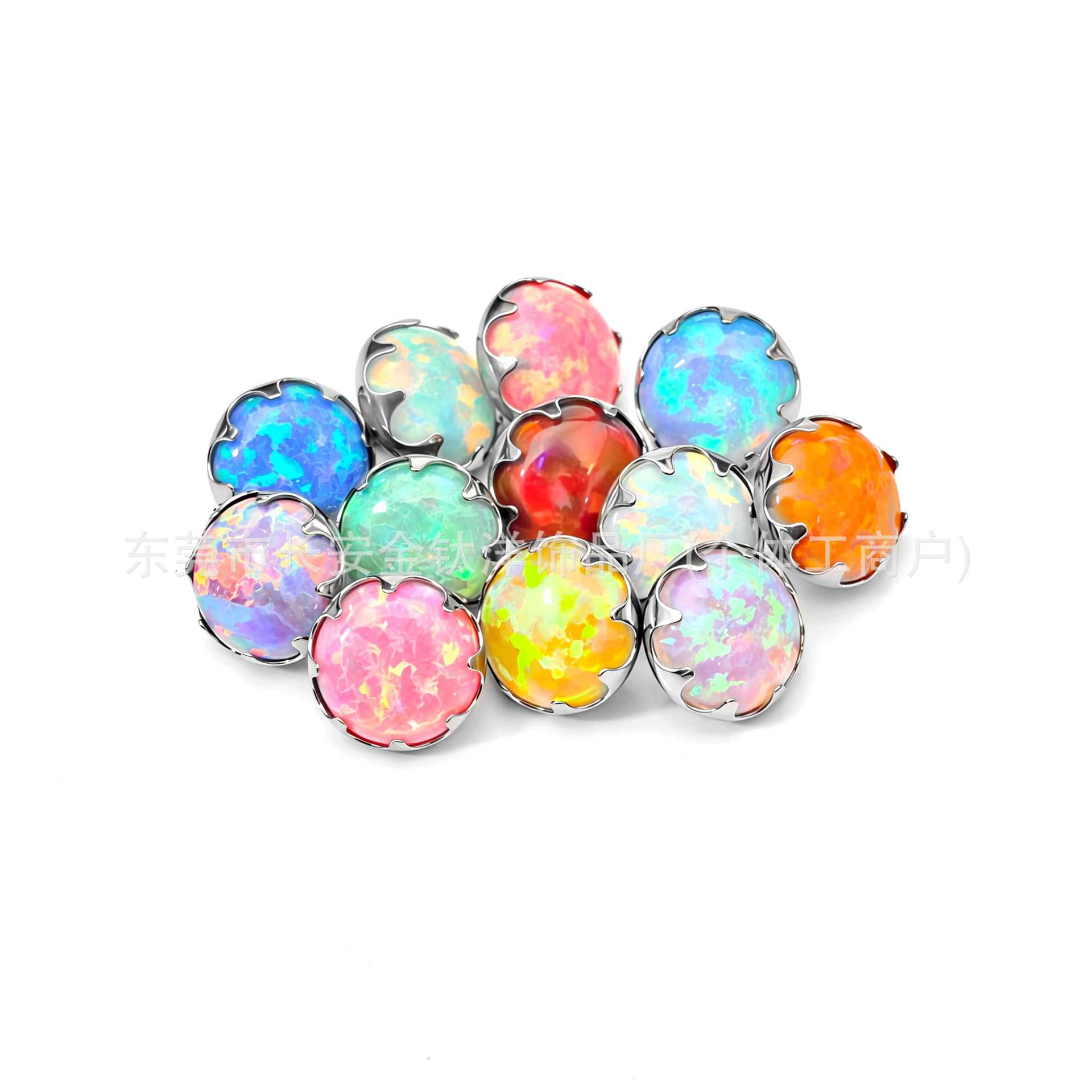 F136 Titanium Serrated Opal Inlaid Tongue Lip Ear Navel Piercing Jewelry G23 Titanium Alloy Body Jewelry - Image 5