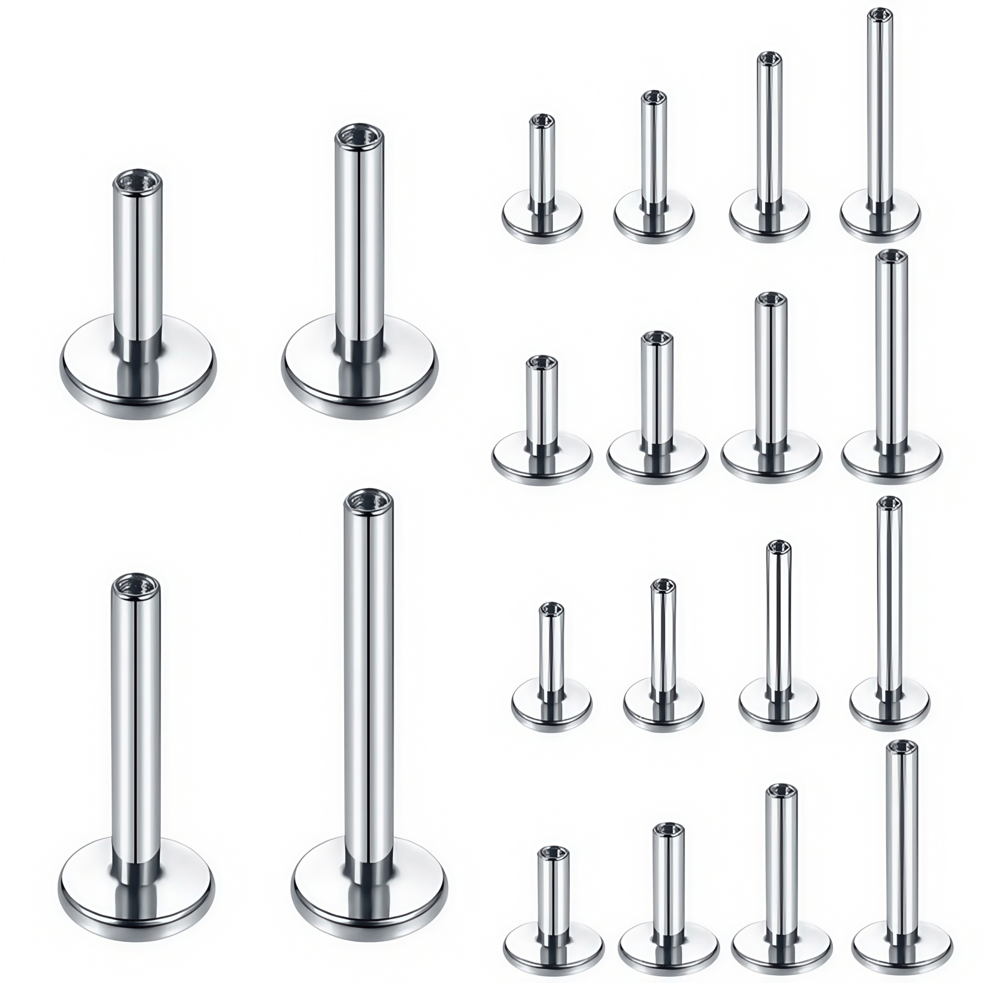 F136 Titanium 3mm Flat Bottom Lip Nail Small Base Lip Piercing Jewelry 16G 10mm Bar - Image 5
