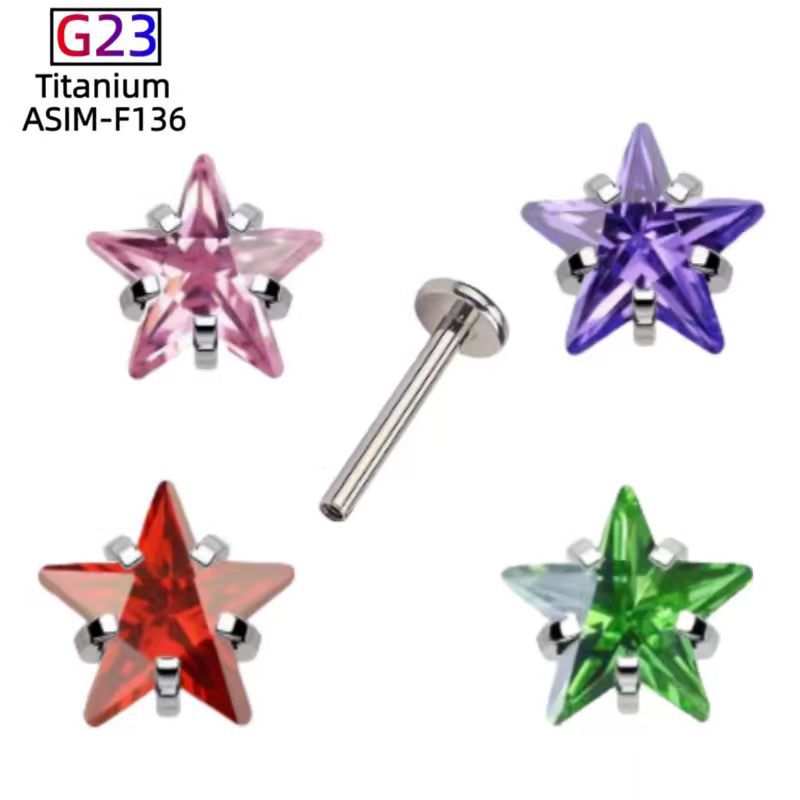 G23 Titanium Star Zircon Ear Cartilage Stud Lip Nail Piercing Jewelry Fashion Ear Accessories - Image 3