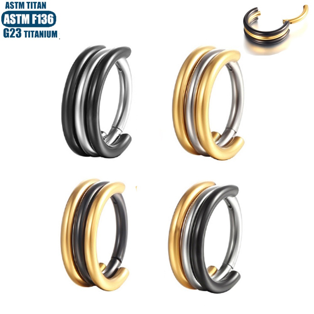 G23 Titanium Hinge Nose Ring Nasal Septum Double Color PVD Seamless Ring Diaphragm Earrings Pierced Jewelry Nose Stud - Image 2