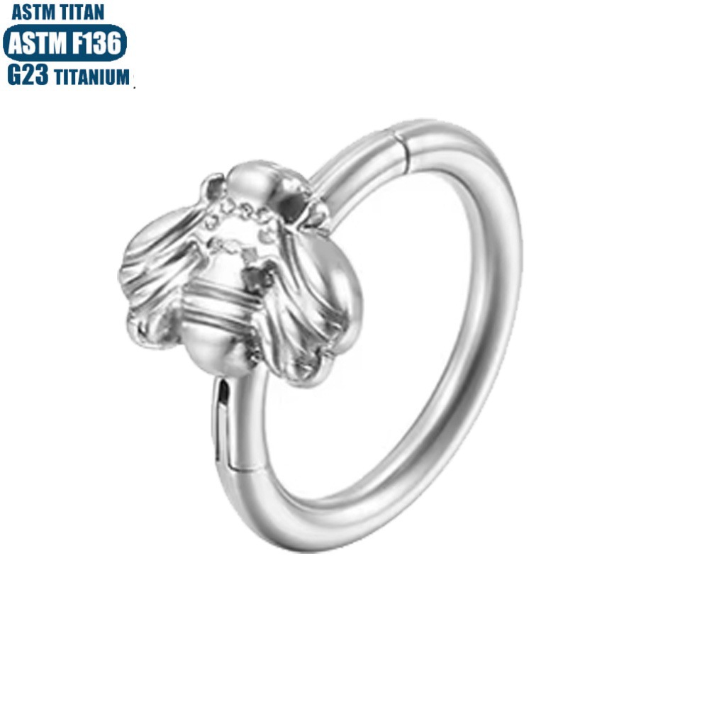 G23 Titanium Seamless Bee Septum Ring Hinged Hoop Septum Nasal Ring Earring Earrings Factory Direct - Image 2