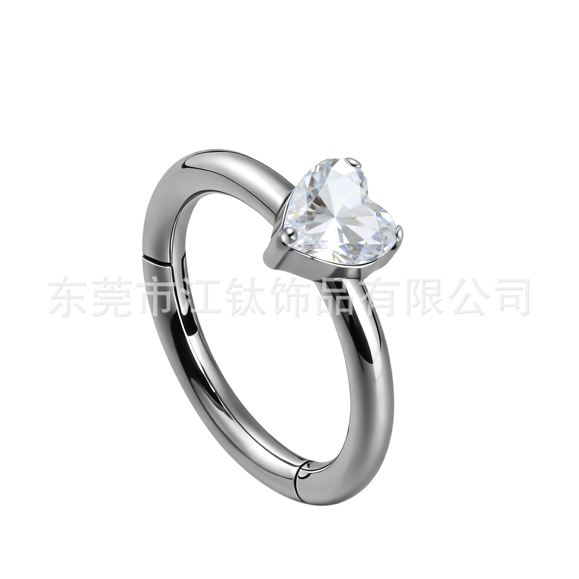 G23 Titanium Nose Ring with Heart-Shaped Zircon - Closed Ring Body Piercing Jewelry for Women Men 1.2x8mm - Image 5