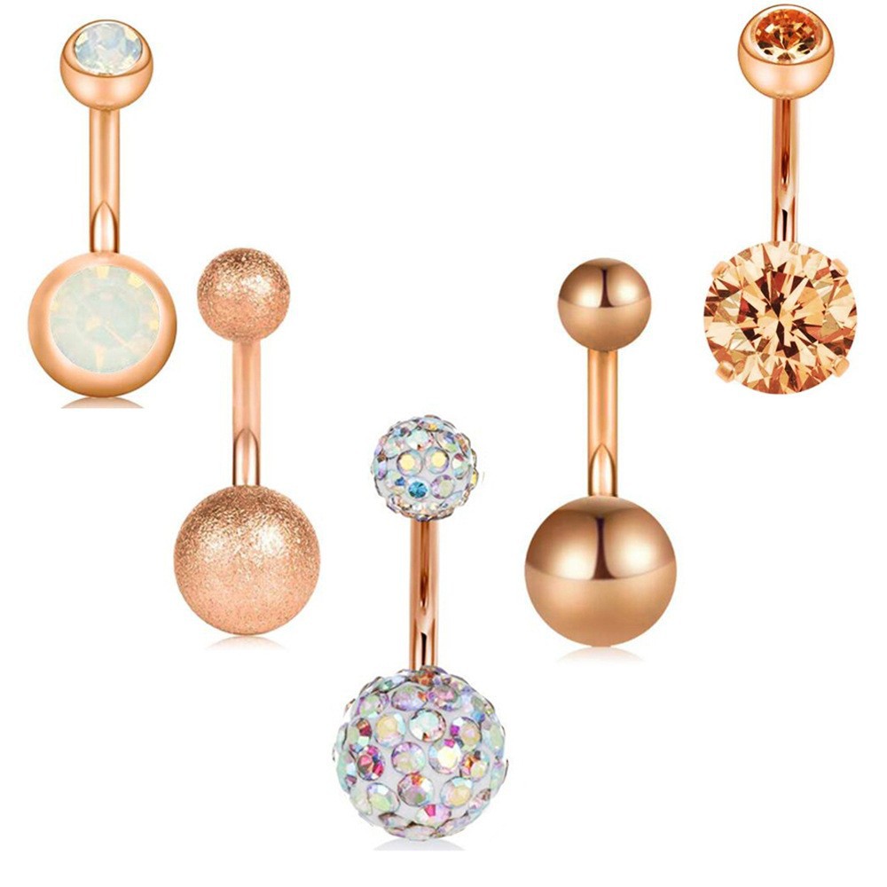 Star 5-Piece Belly Button Ring Set Stainless Steel Navel Jewelry Dangle Star Body Piercing - Image 5