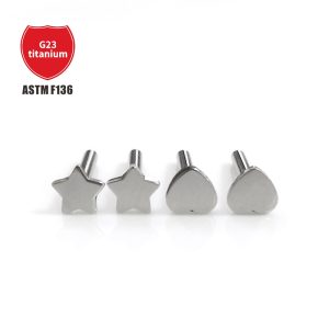 G23 Titanium Lip Nail Star Heart Shape ASTM F136 Piercing Jewelry Factory Direct