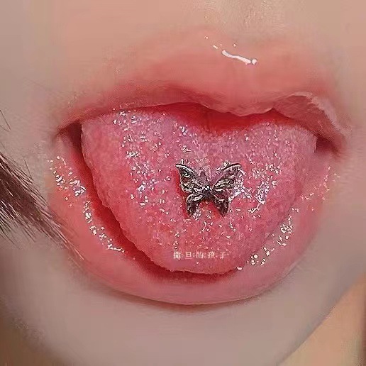 Butterfly Tongue Barbell Hot Girl Tongue Ring 12mm Length 1.6mm Thick Steel Body Piercing Jewelry - Image 2