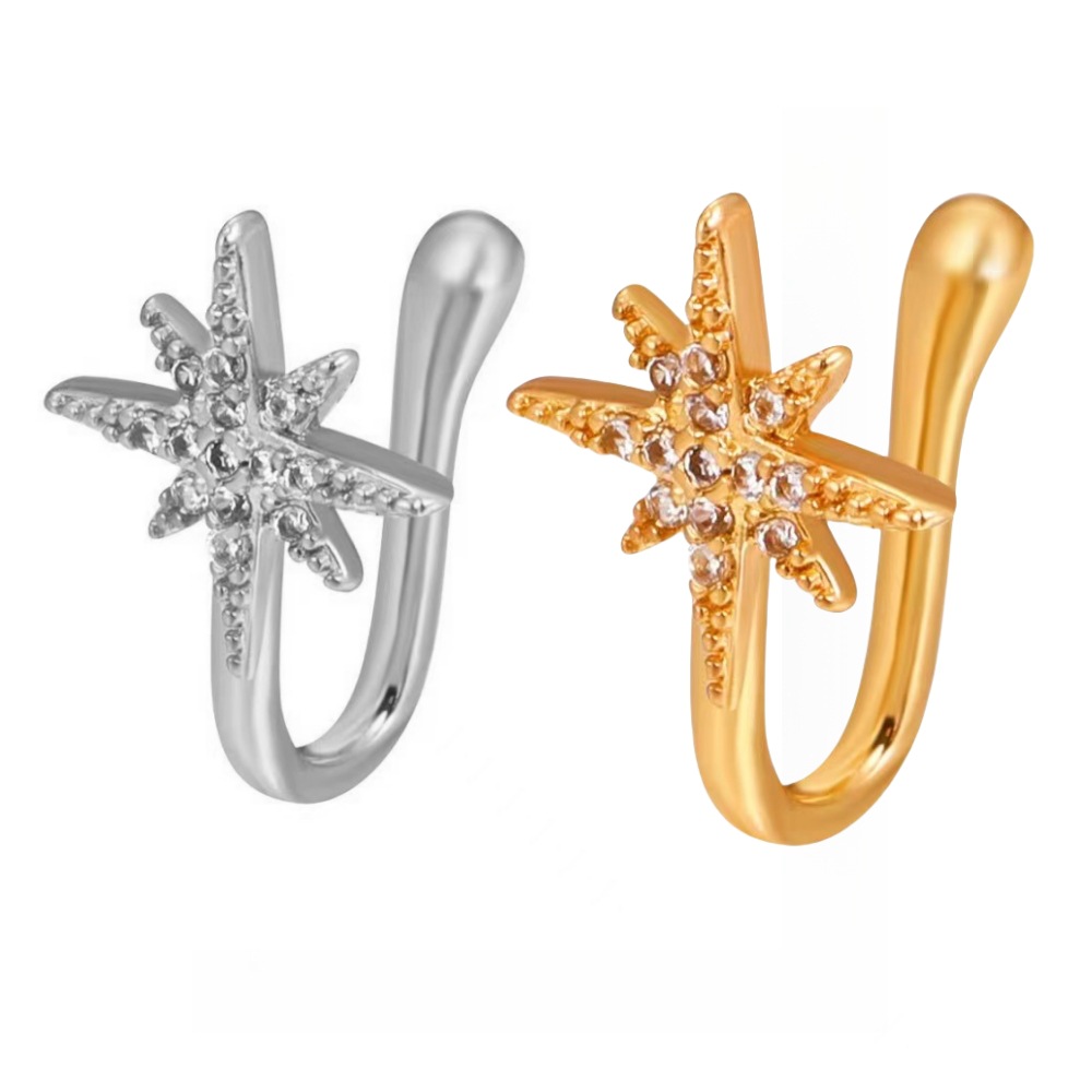 Amazon Hot Sale Nose Clip Non-Piercing Clip-on Nose Ring CZ Gold Plated Copper Nose Jewelry - Image 2