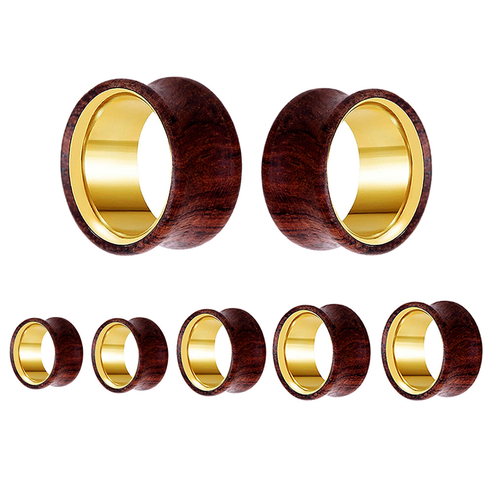 Wood Color Hollow Ear Cuff Expander Earring for Cartilage Piercing, 20mm, Stainless Steel, Geometric Ethnic Style - Image 5