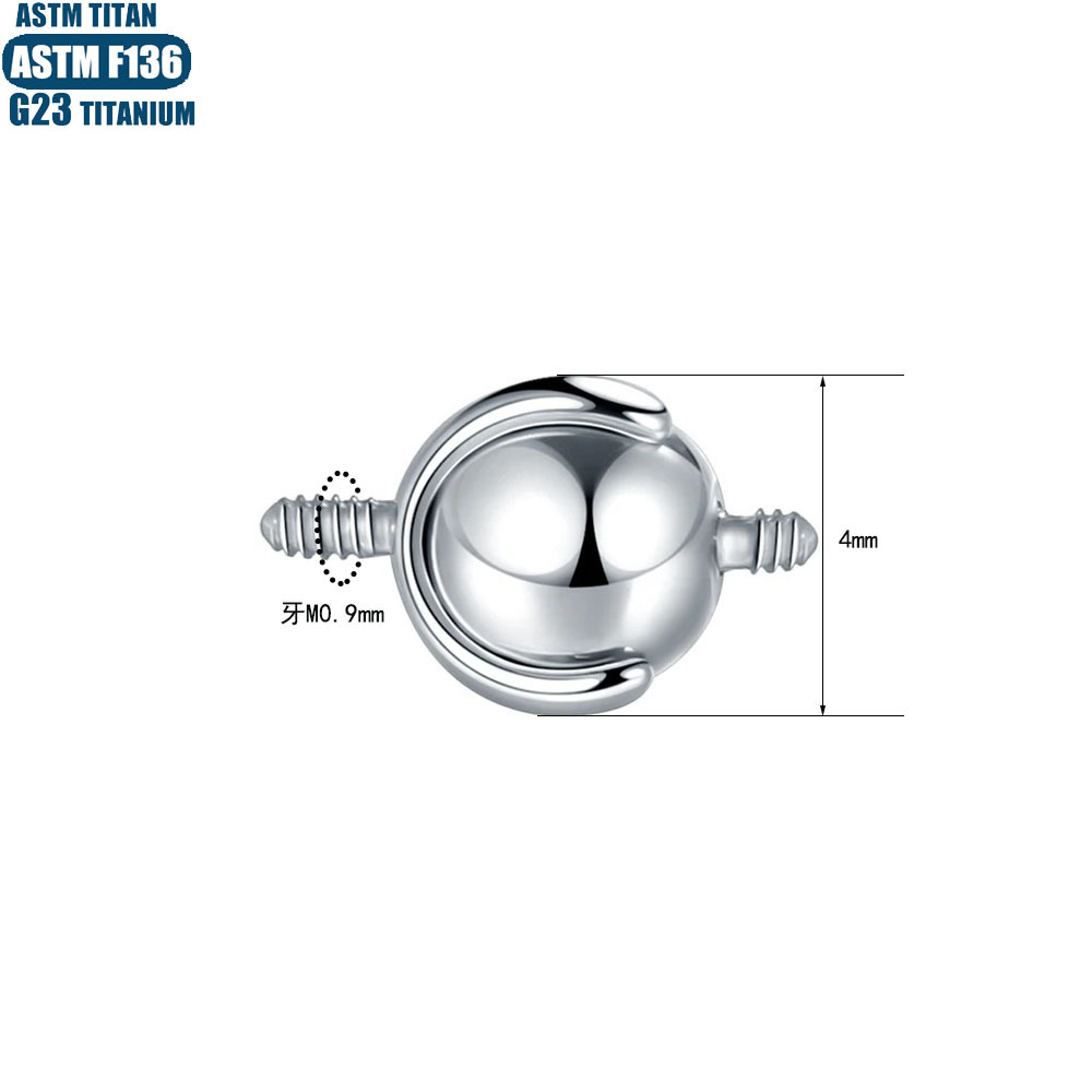 Black F136 Titanium Alloy Ear Bridge Accessory 0.9mm External Thread Piercing Jewelry Bi-Directional Rotating Ball - Image 2
