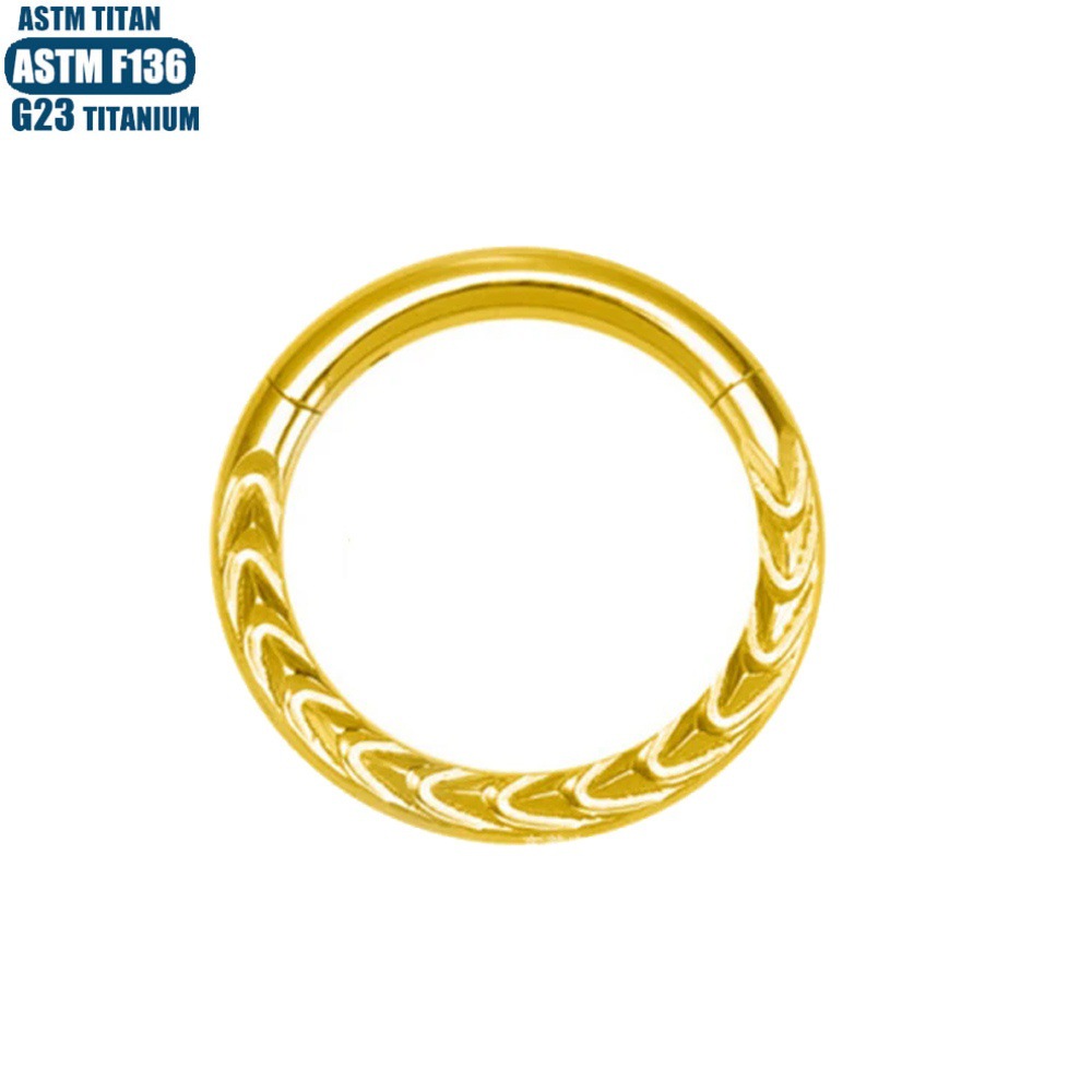 F136 Implant Jewelry Titanium Alloy Nose Ring Round CNC Carved Floral Seamless Closed Helix Piercing Earring - Image 3
