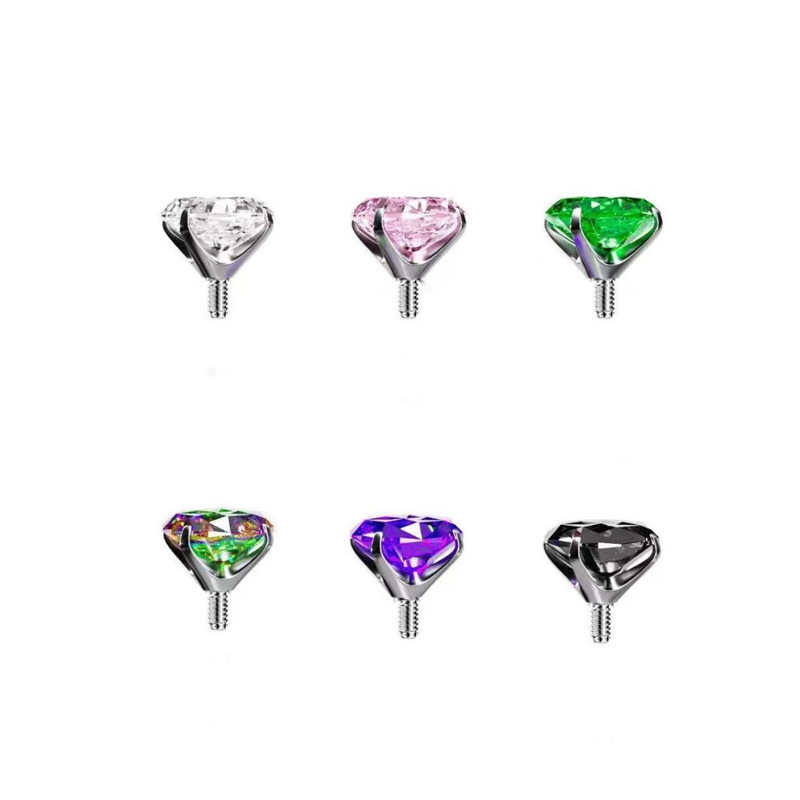 Colorful G23 Titanium Alloy Gem Ear Studs Internally Threaded 18G Flat Back Labret for Lip, Nose, Cartilage Piercing - Image 3