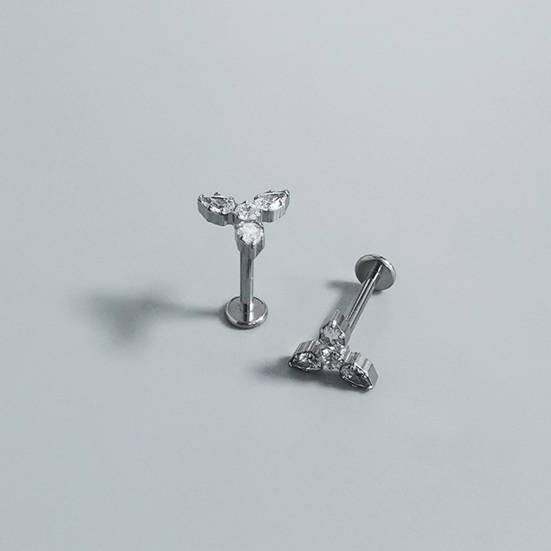 G23 Titanium Alloy Labret Stud with 5A Zircon Lip Piercing Jewelry Cross-Border Best Selling Manufacturer Custom Earrings - Image 3