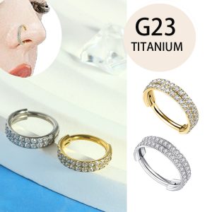 8mm Double Row Zircon 316L Surgical Steel Seamless Closed Ring Nose Ring Fashion Piercing Jewelry