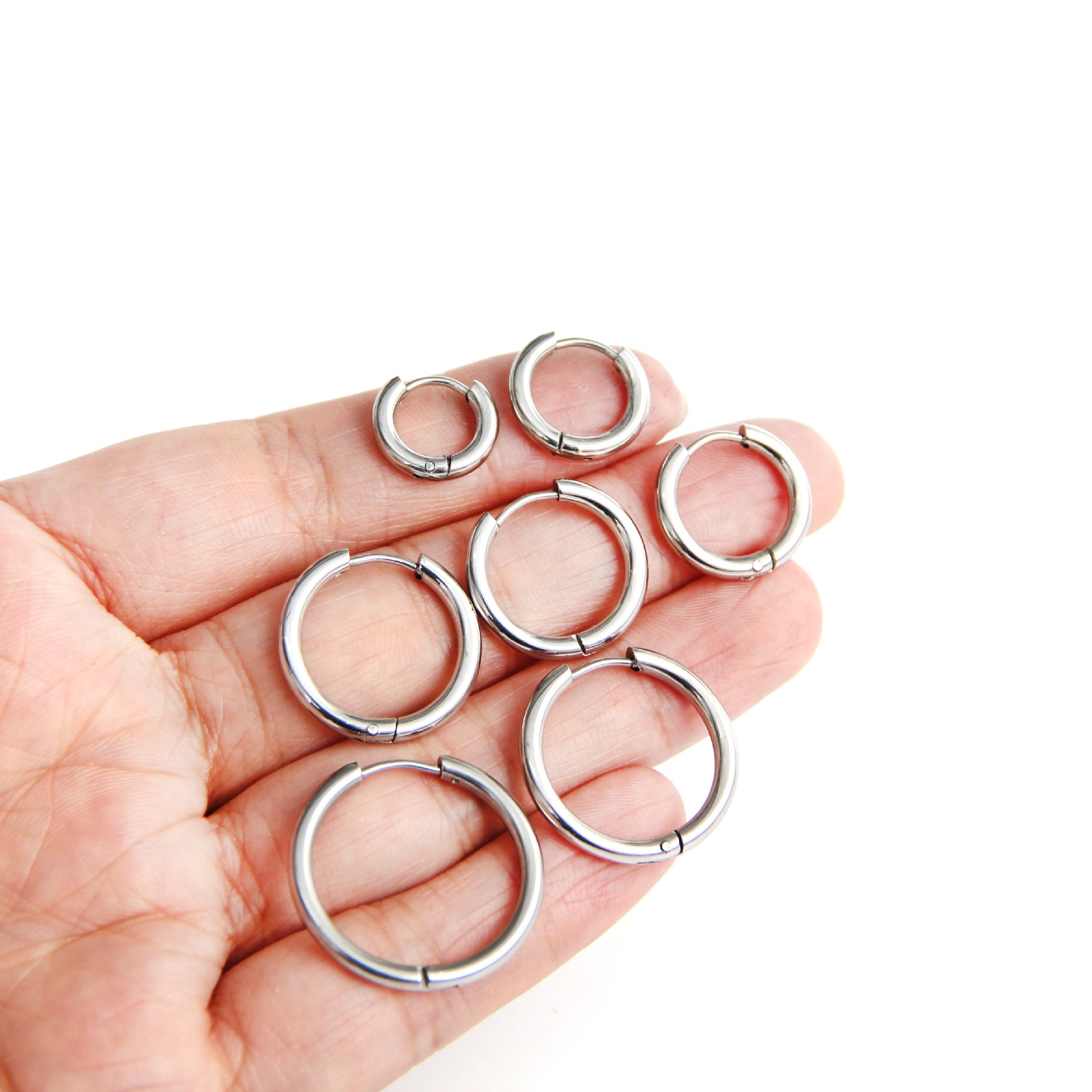 2.5mm Thick Titanium Steel Round Wire Plain Hoop Earrings - Stainless Steel Earrings Wholesale - Image 5