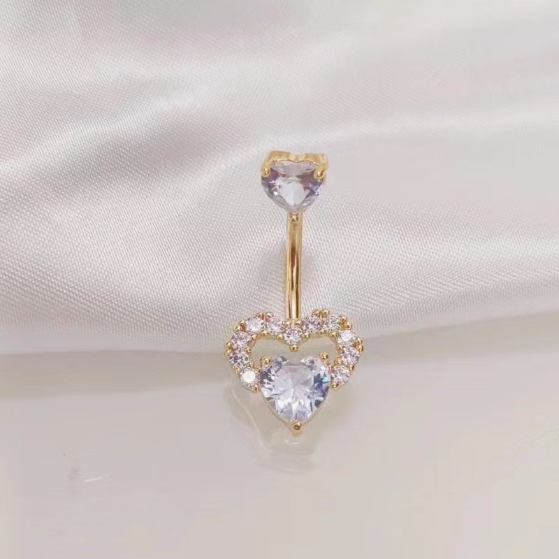 Factory Wholesale Gold Pink CZ Love Zircon Belly Button Ring Body Piercing Jewelry - Image 4
