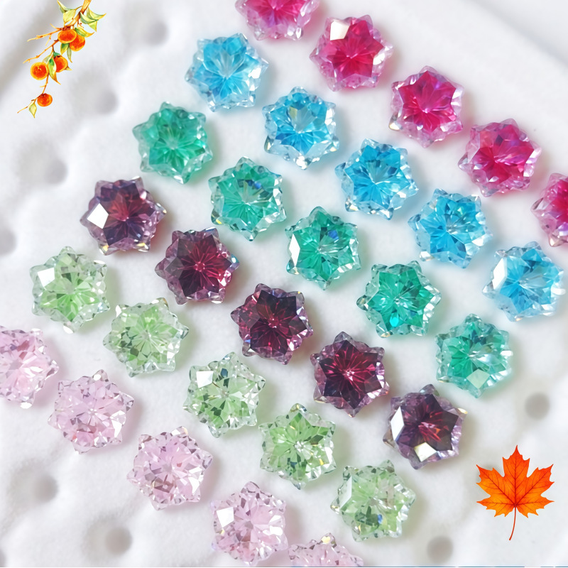 Christmas Snowflake CZ Ear Bone Nail - F136 Titanium Four-Claw Setting Earring for Cartilage Piercing - Image 2