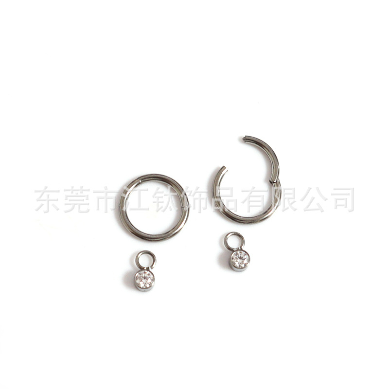 F136 Titanium Nose Ring with Zircon Pendant - G23 Titanium Alloy Lip Ring Cross Border Body Piercing Jewelry - Image 4