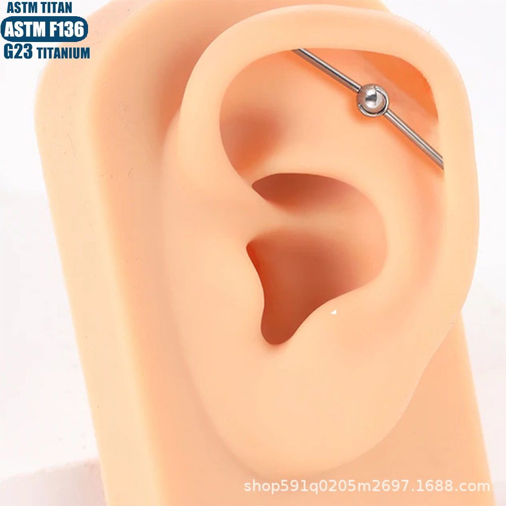 Black F136 Titanium Alloy Ear Bridge Accessory 0.9mm External Thread Piercing Jewelry Bi-Directional Rotating Ball - Image 4