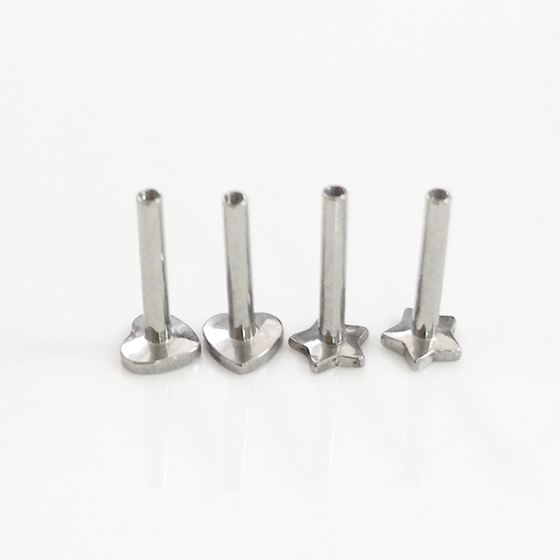 G23 Titanium Lip Nail Star Heart Shape ASTM F136 Piercing Jewelry Factory Direct - Image 4
